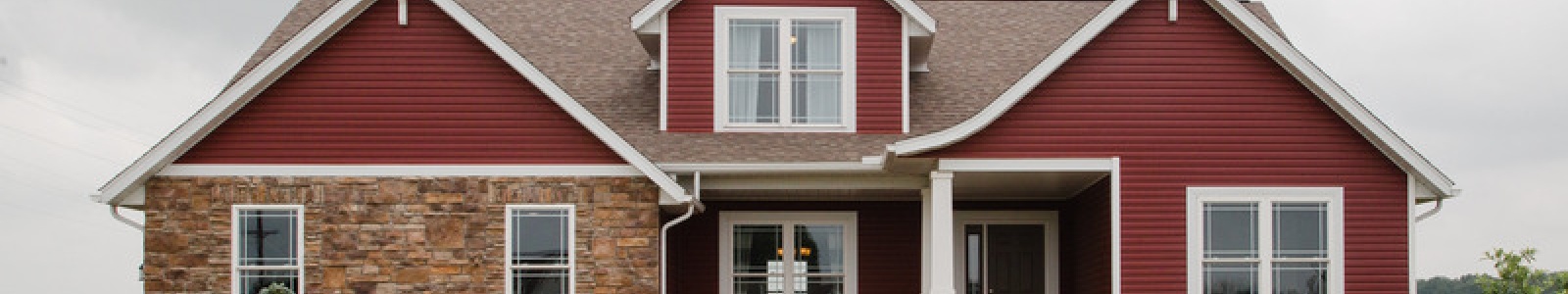 Custom home red exterior
