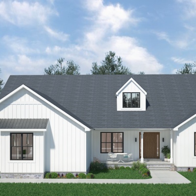 Modern Farmhouse exterior home rendering